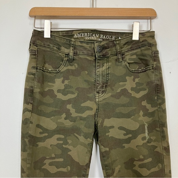 AEO super stretch camo jeggings skinny jeans ripped American eagle camouflage - Picture 3 of 7